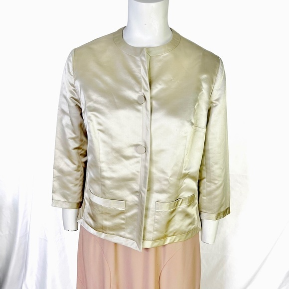 VINTAGE DYNASTY BRITISH CROWN COLONY SILK BLAZER 60s RARE REVERSIBLE IVORY 10 - Picture 4 of 11